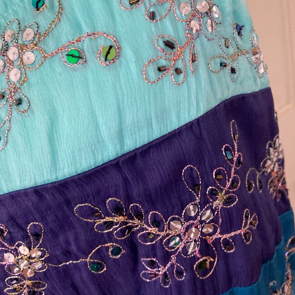 Embellished Tank Top w Flared Mixed Media Lace SIZE L - Picture 6 of 12